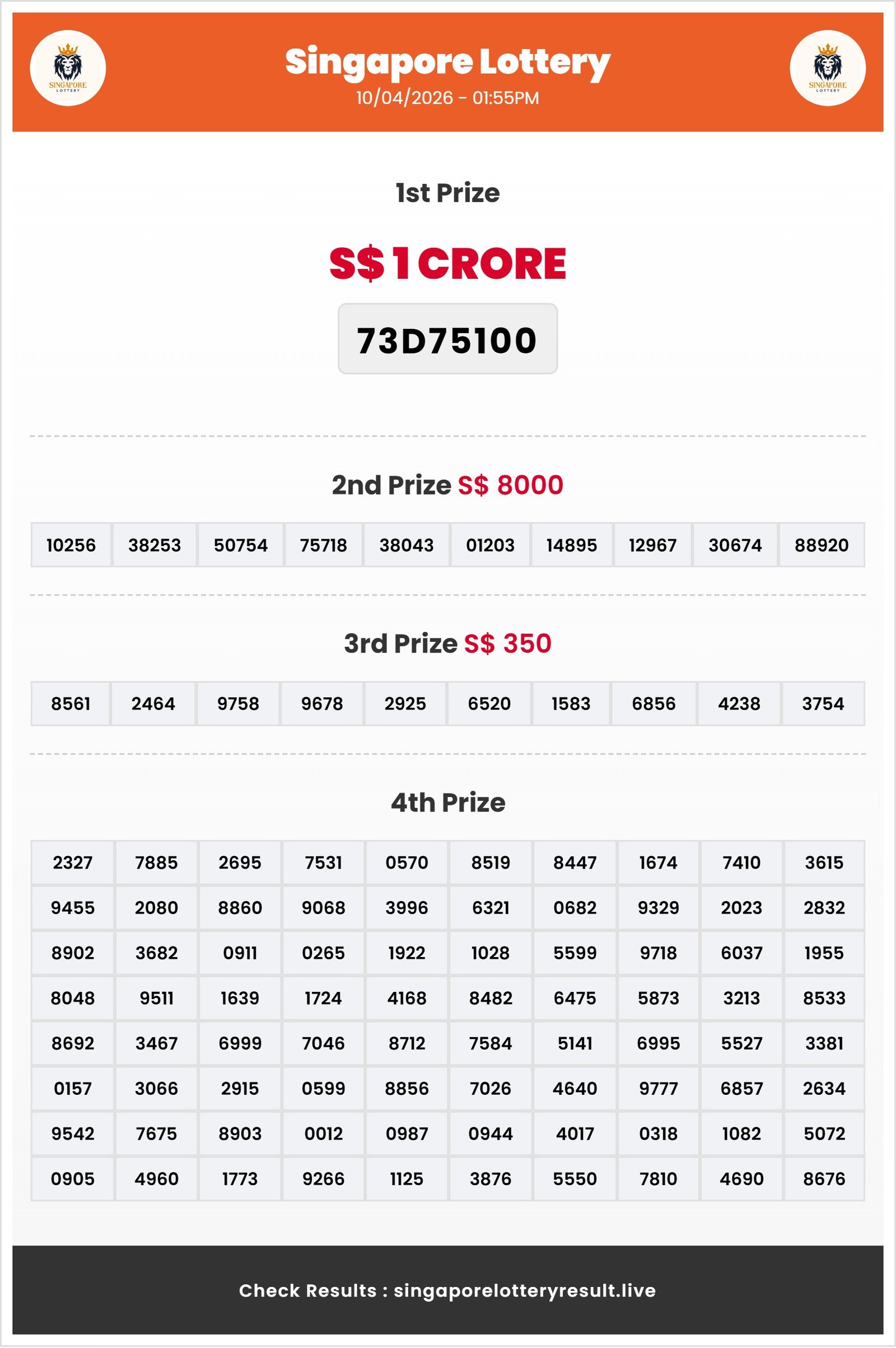 Thumbnail for 10/04/2026 Result | 01:55 PM